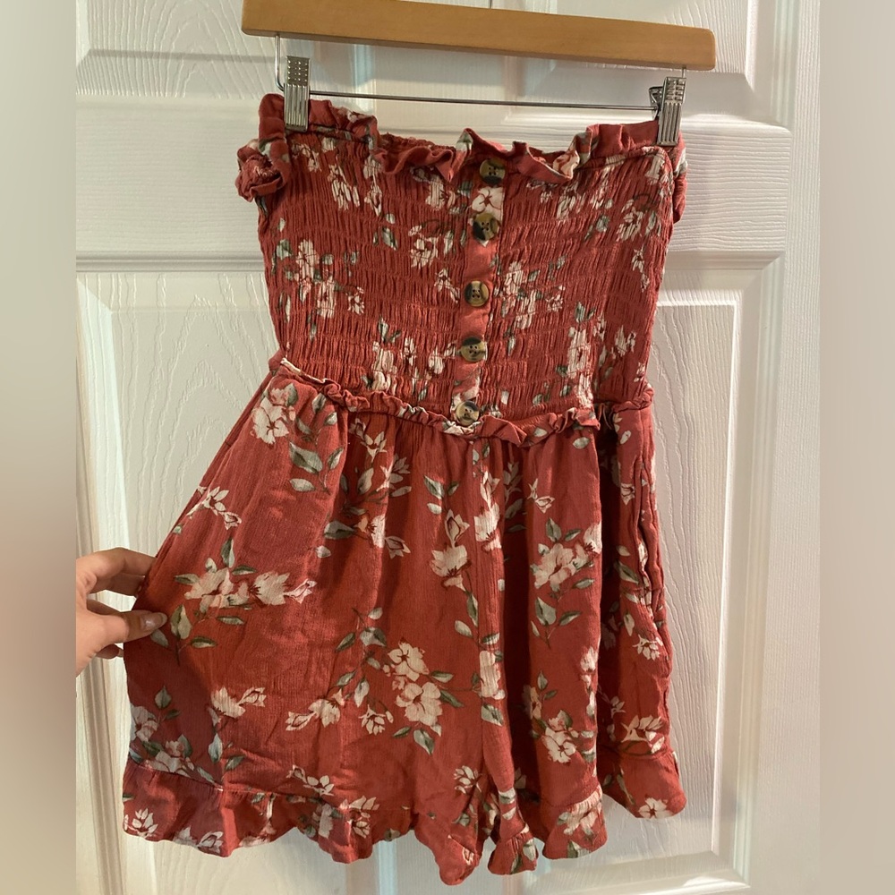 Strapless Floral Romper